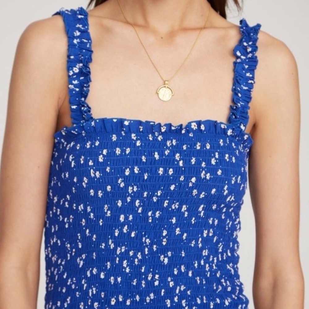 Anthropology Faithful The Brand Del Mar Mini Dress Blue Floral NWOT Small - Picture 4 of 8